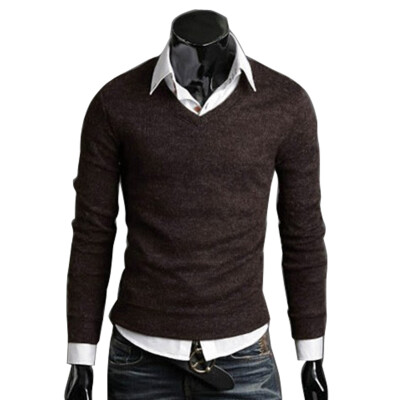 

Men Casual Slim Fit V-neck Knitted Cardigan Pullover Jumper Sweater Top