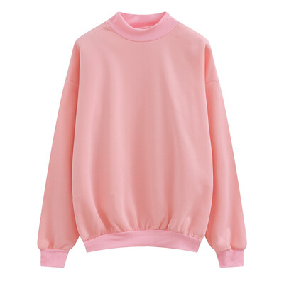 

Winter shirt half-high collar student solid color loose fleece thickening pullover sweater