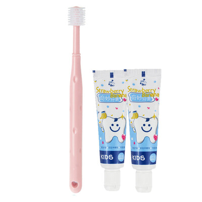 

MDB baby toothbrush toothpaste set child 360 degree silicone soft pink toothbrush 125g fluoride-free toothpaste 2