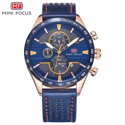 

MINI FOCUS Brand Fashion Leather Strap Men Quartz Watch MF0002G