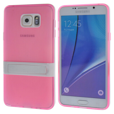 

MOONCASE for Samsung Galaxy Note 5 Case Soft Silicone Gel TPU Skin With Bracket Protective Case Cover Pink 01