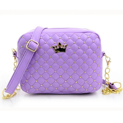 

2018 Women Bag Fashion Women Messenger Bags Rivet Chain Shoulder Bag High Quality PU Leather Crossbody Quiled Crown bags