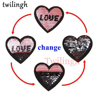 

twilingh Patches 1pc Reversible Change Sequins Patches Fruit Pineapple DIY Sew On Patches For Clothes Applique Decoration