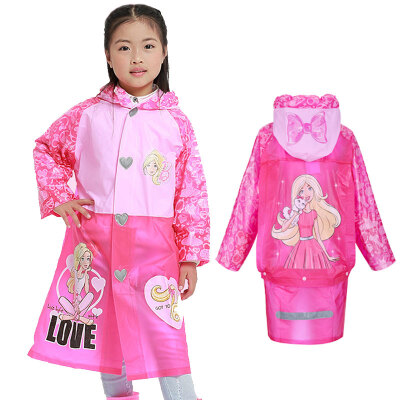 

Barbie childrens raincoat girls poncho PVC with bag padded cartoon pupils raincoat BY-009  code