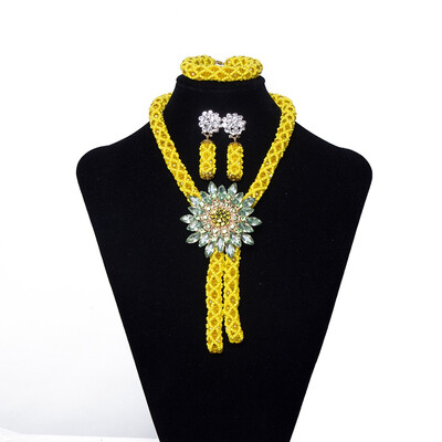 

New Hand Made African Wedding Beaded Necklace Jewelry Multicolor Bridal Crystal Beads African Jewelry Sets For Women fashion