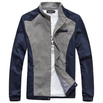 

Zogaa New Spring Mens Jacket Lattice Color Matching Stand Collar