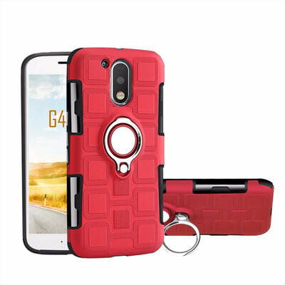 

SHS Phone Case For Motorola Moto G4G4 PlusZ3 Play Luxury Armor Ring Bracket Silicon TPU Lattice texture Protection