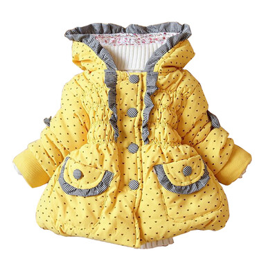 

Toddler Baby Girl winter Dot Hooded Warm Cotton Coat puffer Jacket Kids Outwear