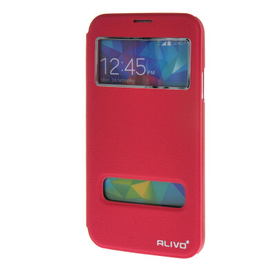 

MOONCASE Samsung Galaxy S5 I9600 Case View Slim Leather Flip Pouch Bracket Back Cover Hot pink