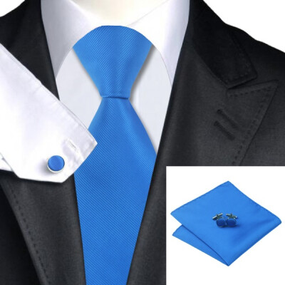 

Hot selling Vogue Men Silk Tie Set High Quality 100 Silk Necktie Handkerchief Cufflinks Set for Formal Wedding Business