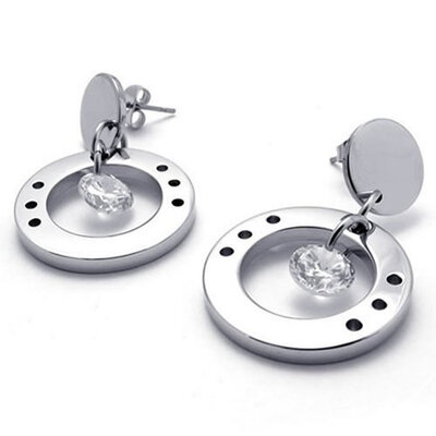 

Hpolw Stainless Steel Cubic Zirconia Stud Earrings Set 2pcs Color Silver