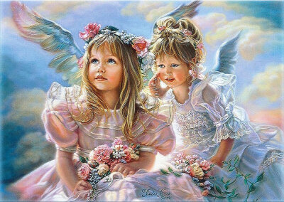 

Pure Angels Oil Painting Diy Paint by Number Kit without Wooden Framed for Adults - 2 Angels With Flowers