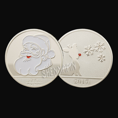 

Santa Claus commemorative coin set with diamond antelope coin cartoon children coins exquisite holiday party gifts