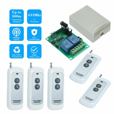 

433MHz DC 12V 2CH Universal 10A Relay Wireless Remote Control Switch Receiver Module And 5PCS 2 Key RF 433Mhz Transmitter Remote C