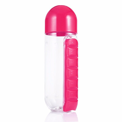 

Outdoor Portable Water Bottle with Pill Case body is made of PC&the cover is made of PP 600ml for outdoor activities