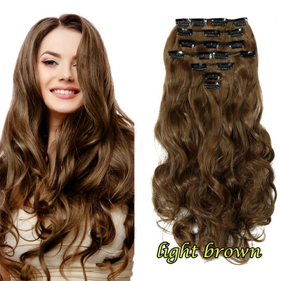 

8 PcsSet Fashion Long Curly Wavy Straight Clip In Hair Extension Sexy Heat Resistant Party Hair Natural Synthetic hair for Women