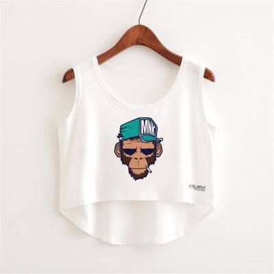 

Women Crop Top Sleeveless Print Summer Casual Top Women Short t-shirt Vest Tank Tops