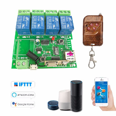

eWeLink 433Mhz Smart Remote Control Wireless Switch Universal Module 4ch DC 5V Wifi Switch Timer Phone APP Remote Control Support A