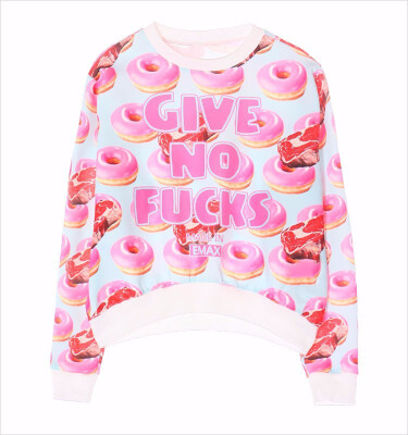 

2015 new women hoodie long sleeve o-neck donuts letters casual sweatshirt 2 colors free shipping