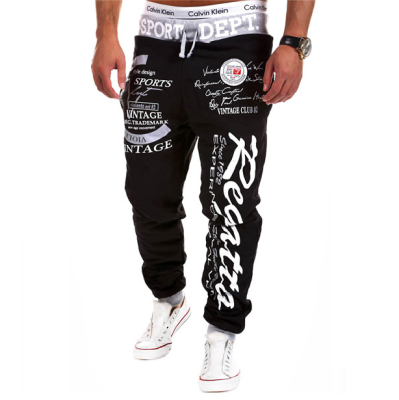 

Hot Sales Mens Printing Casual Pants Fashion Drawstring Design Trousers Loose Sports Pants