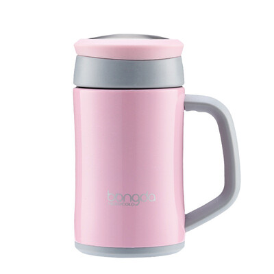 

Bangda 304 stainless steel vacuum insulation office cup with handle men&women creative couple warm water cup pink 320ml
