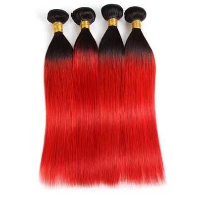 

Peruvian Hair Ombre Straight 4 Bundles Two Tone Human Hair Weave Extensions T1BRed