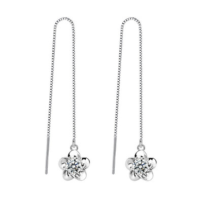 

Fashion Cute Ear Wire Earrings Female Models Long Cubic Zirconia Flower Jewelry Drop Dangle Earrings WHJ17
