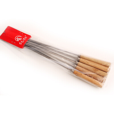 

Camp Wooden Handle Stainless Steel Grinding Shank Barbecue Bag Wooden Handle Flat Grilled Barbecue Grill Barbecue Accessories A pack of 10 packs