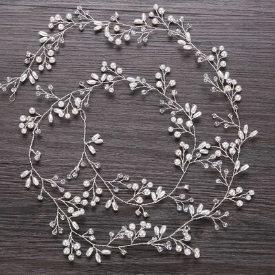 

Wedding Headdress Imitation Pearl Hair Accessories for Bride Crystal Crown Floral Elegant Hair Ornaments Hairpin