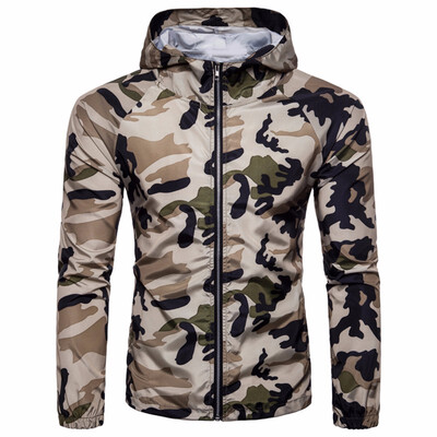 

Mens camouflage hooded tops sunproof casual jacket