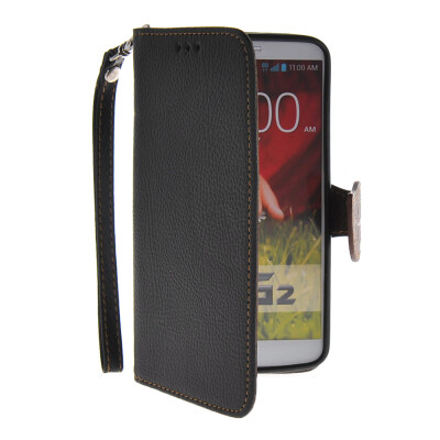 

MOONCASE Лич кожи Кожа Флип сторона кошелек держателя карты Чехол с Kickstand чехол для LG G2 черный