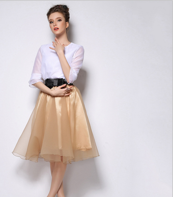 

Lovaru ™2015 spring and summer high waist solid color chiffon skirts wild section popular Creative