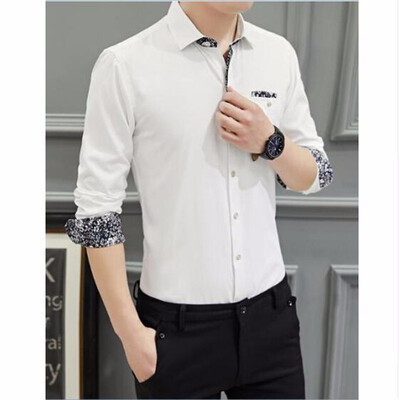 

2018 Autumn New Mens Shirt brand luxury mens casual long-sleeved short-sleeved dress shirt lapel floral shirt mens clothing