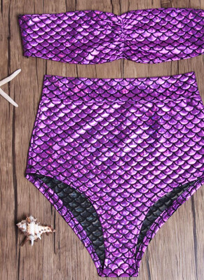 

2018 Strapless Metallic High Waist Bikini