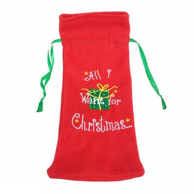 

UpperX Red Letters Christmas Decoration Wine Bag Dinner Table Christmas Supplies
