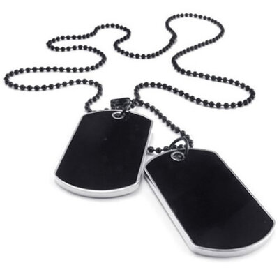 

Hpolw Army Style Black&Silver oval&round normal shapes Menswomen couples PendantChain Length 27"68cm