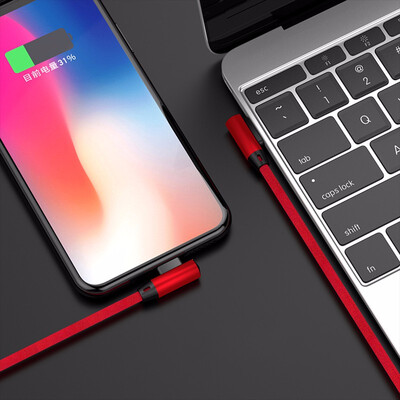 

for lightning cable 90 degree Double-sided Plug USB Cable Charging For iPhone X 6 Nylon Cable Elbow for iPad Phone 8 7