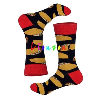 

LIONZONE New Arrived Happy Socks Women Plus Size With Taco Avocado Doughnut Foods Design Calcetines Socks Funny Gift