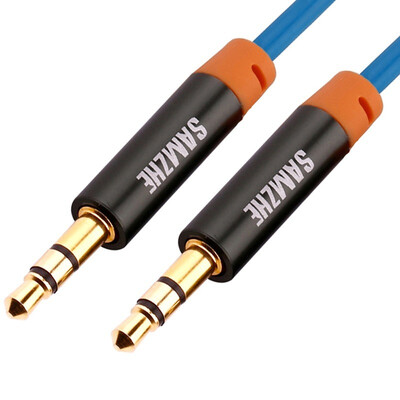 

Shanze (SAMZHE) YPL-8320 3.5mm advanced stereo phone car AUX audio cable copper wire core gold version of the public on the public blue 2 meters