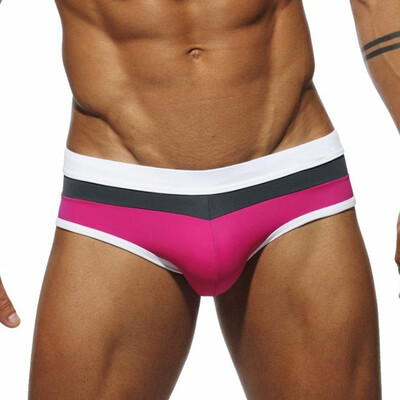 

Mens Soft Contrast Color Breathable Elastic Beach Shorts Swimwear Briefs