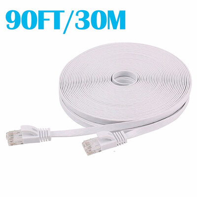 

100FT Cat 6 Ethernet Cable White 25 Flat Internet Network Cable - Cat6 Ethernet Patch Cable Short - Cat6 Computer Cable With Snagl