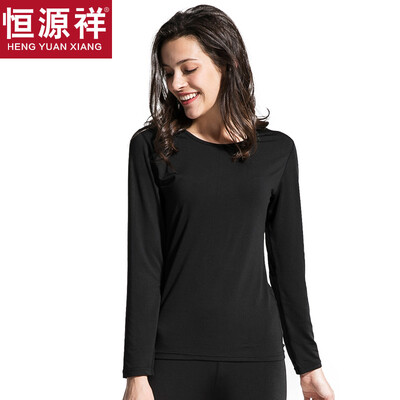 

Hengyuanxiang Qiuyi Qiuku men&women thin section base primer underwear round neck couple thin section thermal underwear comfortable bottoming cotton sweater pants suit female black 165