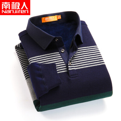 

Antarctic long sleeve plus velvet warm shirt mens autumn&winter casual middle-aged large size mens sanding loose mens shirt green Zhang Qing XL