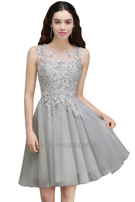 

A Line Homecoming Dresses Lace Applique Knee Length Formal Short Party Cocktail Prom Dresses
