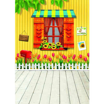 

Red Window Photo Backdrop 57FT Vinyl Fabric Cloth Digital Printing Photo Background s-686