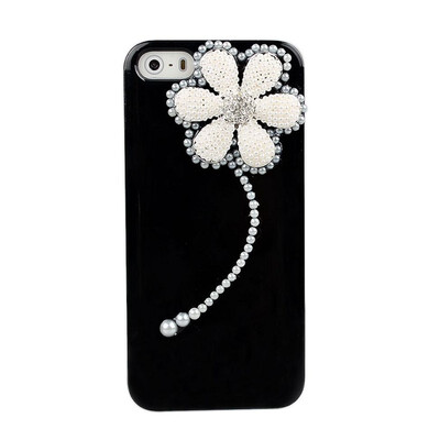 

PC Protective White Flower Black Cover Hard Case Cover Skins For iPhone 55S
