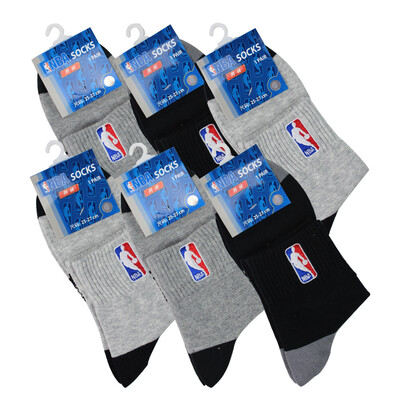 

NBA носки мужские носки баскетбольные носки эластичный ремень сетка дышащая секция вышивки расчесанные хлопчатобумажные носки 6 пар