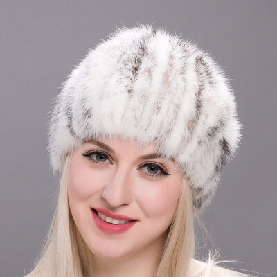 

Autumn&winter women&39s mink fur hat flower pattern hand-woven 2018 Russian wind hot sale discount ladies luxury fur hat women