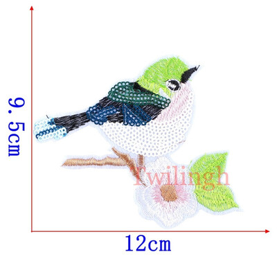 

1 Pcs Birds Patches Flower Sequined Sticker Sew Iron On Patch Shiny Motif Applique Garment DIY Clothes Repair Badges For Wedding