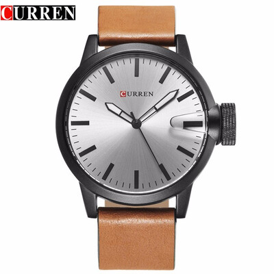 

CURREN luxury top brand new fashion black quartz mens watch leather strap montre homme Wrist Sports Military Army Relogio 8208